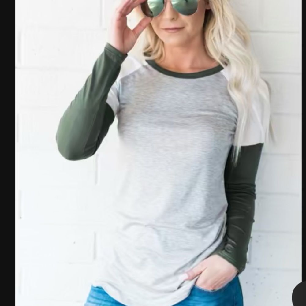 Pink Foot Long Sleeve Color-block Top